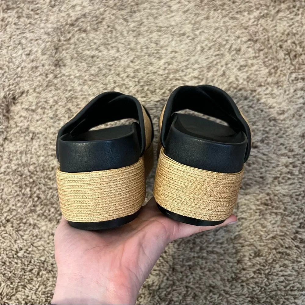 Rebecca Minkoff Black and Tan Platform Sandals